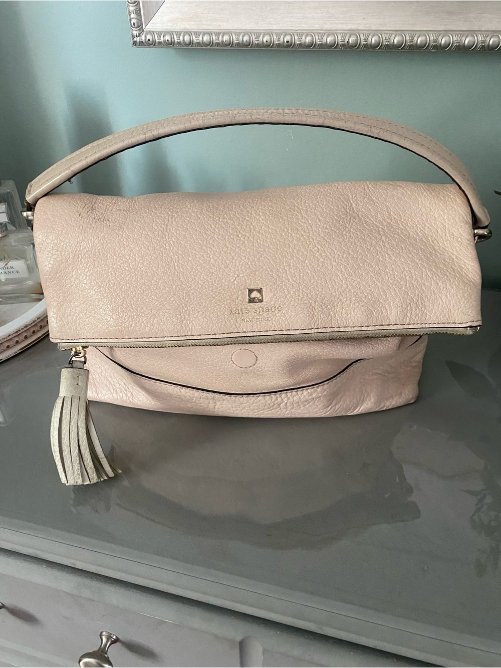 Kate Spade Pink Leather Fold-Over Shoulder Bag